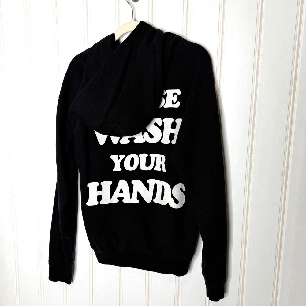 Talentless Womens Please Wash Your Hands Hoodie Black Graphic Sweatshirt Small - Picture 6 of 9